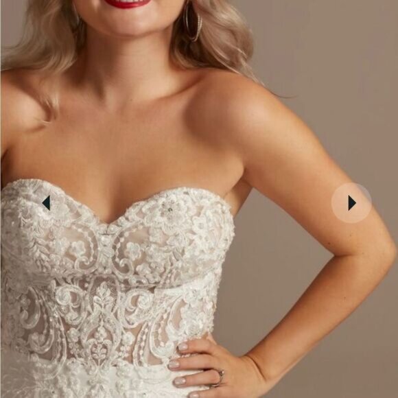 NWT Galina Signature Style SV830 Sheer Bodice Lace Wedding Dress - Picture 3 of 16